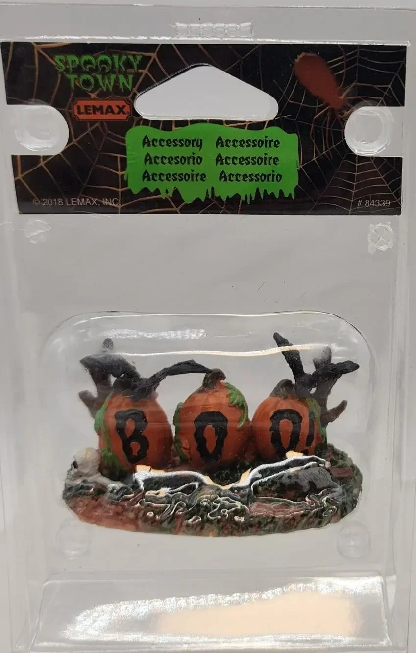 Lemax Spooky Town 2018 Accessory - Boo Pumpkins #84339
